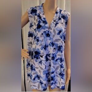 Floral Blue Women's Top by Calvin Klein size 3X